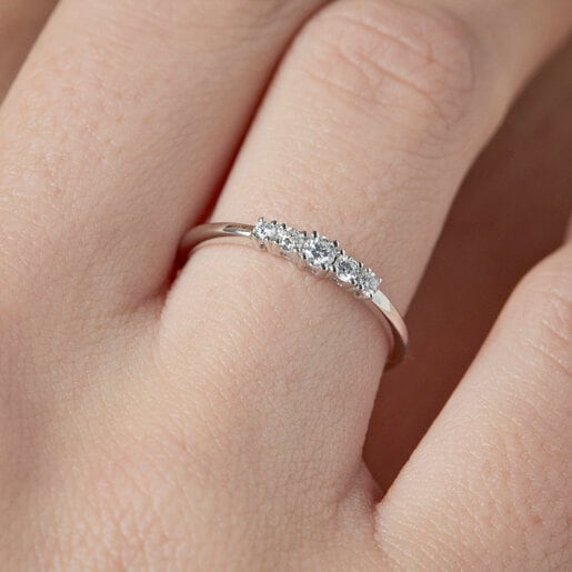 Anillo Riviere de Oro blanco con Diamantes