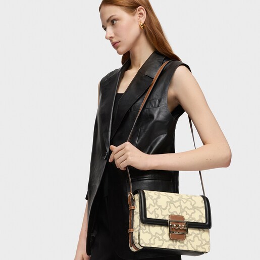 Medium Kaos Icon Multi Beige - Black Shoulder Bag