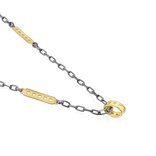 Two-tone TOUS Bear Row necklace with plates