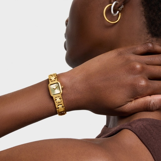 Reloj analógico con brazalete de acero dorado Icon Time