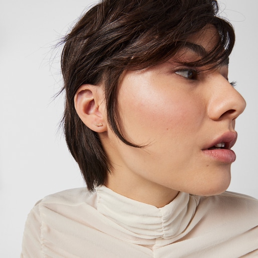 Серьги TOUS Good Vibes с мини-рогом изобилия из золота с бриллиантами