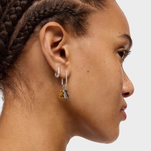 עגילי חישוק קטנים Sweet Dolls‏ בשני גוונים עם מוטיב דובון