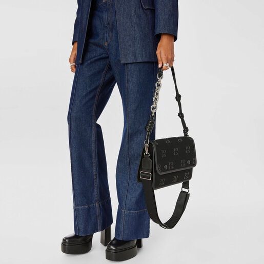 תיק צד TOUS TO-US Audree בגודל בינוני בצבע שחור