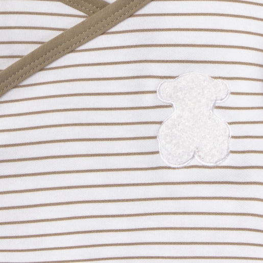 Pack of wrap-over baby bodysuits in Soft beige