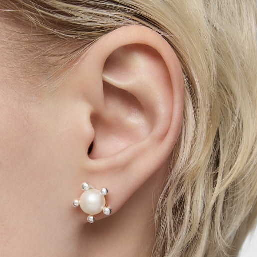 Silver Earrings with cultured pearls TOUS Garden