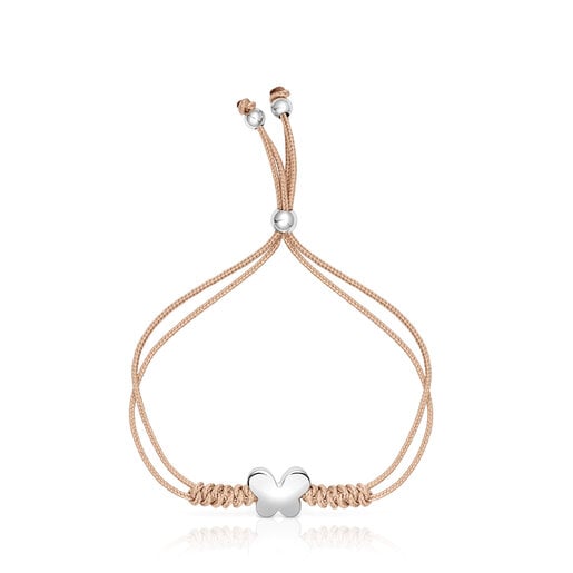 comprar pulsera de nylon con bolas de oro rosa