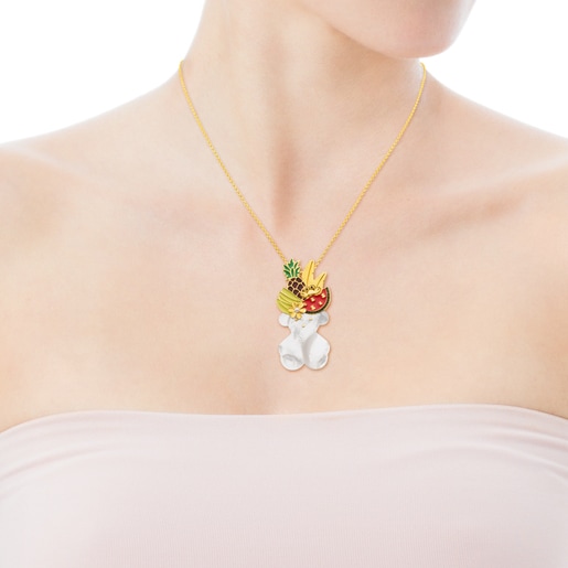 Broche Miranda en Argent Vermeil avec Nacre et Gemmes