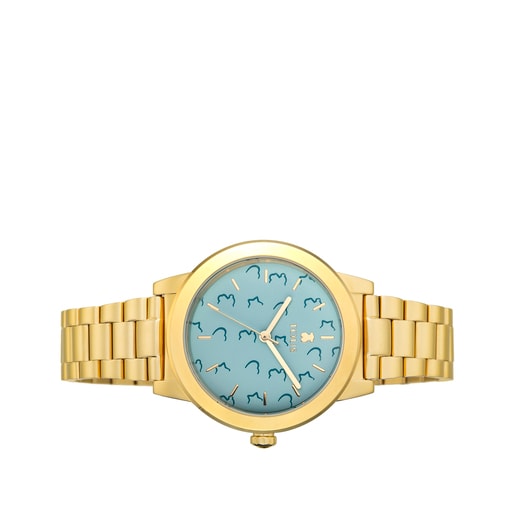 Uhr Glazed aus goldfarbenem IP Stahl