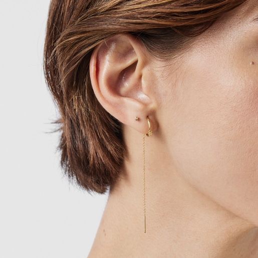 Gold TOUS Cool Joy bear charm Earring with chain