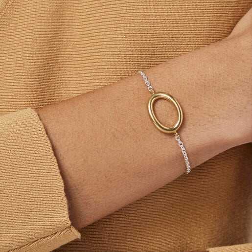 צמיד TOUS Hav בשני גוונים מוורמיל כסף, עם טבעת