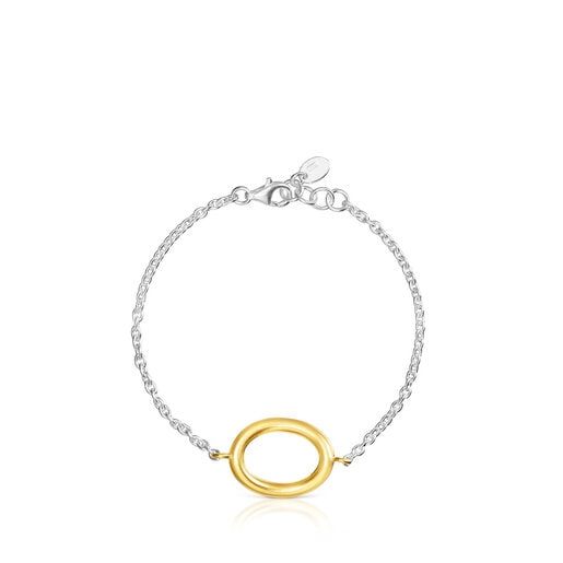 Pulsera bicolor con anilla con baño de oro 18 kt sobre plata TOUS Hav