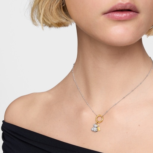 Colgante doble oso de oro 14 kt y diamantes Bold Bear