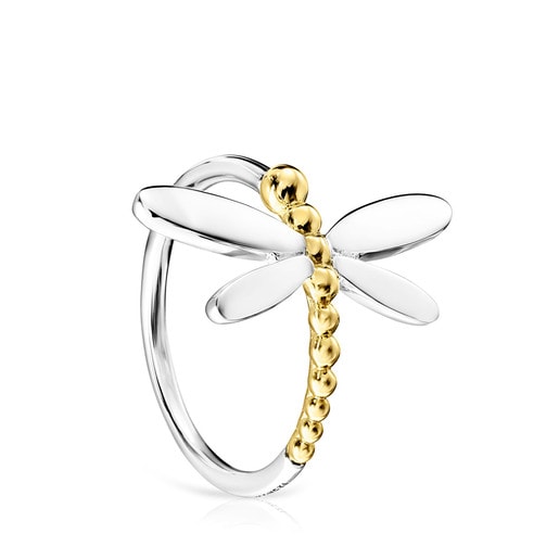 Silver And Silver Vermeil Ring Dragon Fly Motif Tous Real Mix Bera Tous