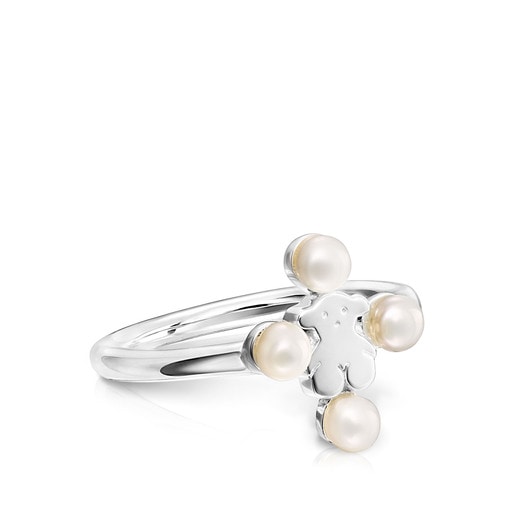 Silver Real Sisy Ring with Pearls