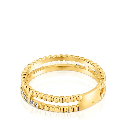 خاتم Les Classiques مزدوج متوسط الحجم من الذهب المُرصّع بالماس
