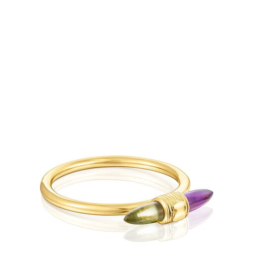 Gold Lure Ring with gemstones