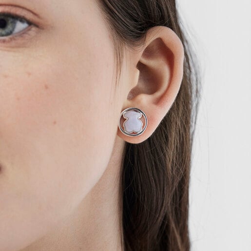 Silver Camille Earrings with Chalcedony | TOUS