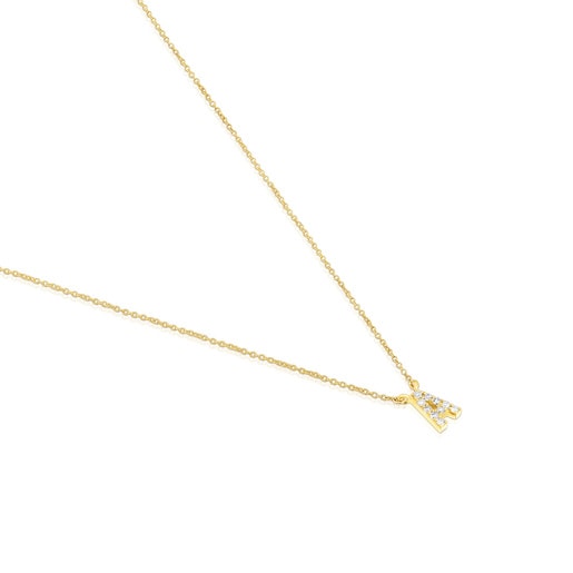 Short gold letter A Necklace with 0.05 ct diamonds Alphabet