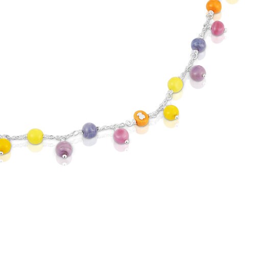 Silver, Murano glass and lilac-colored nylon Necklace Icon Glass