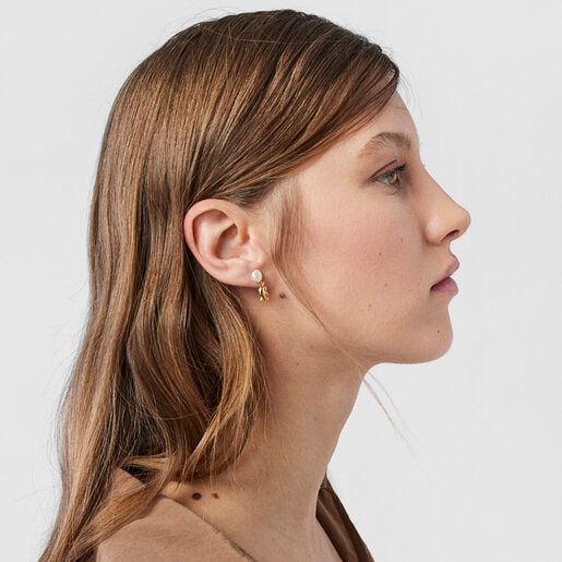 Золотые серьги Oceaan с ракушкой, анемоном и жемчугом