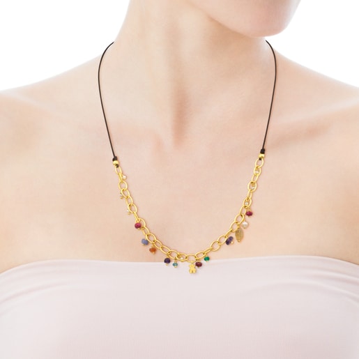 Vermeil Silver Elise Necklace with Gemstones and Pearls