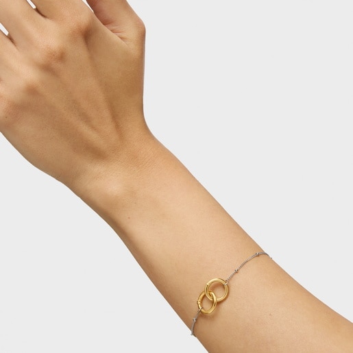 Steel chain Bracelet with gold ring Hold