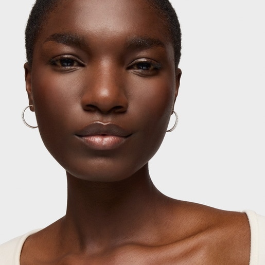 silver TOUS Bear Row hoop earrings with silhouette