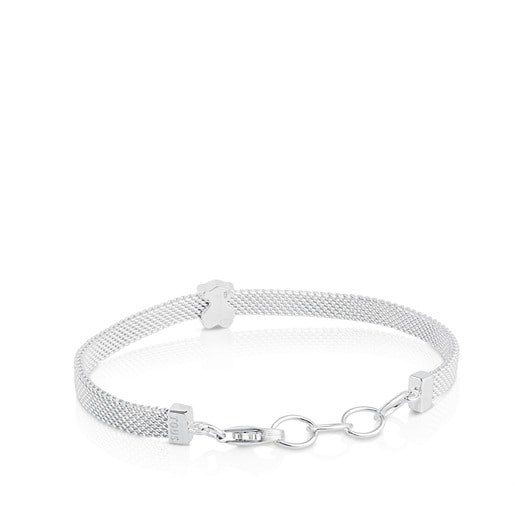 Bracciale con orsetto in argento a rete