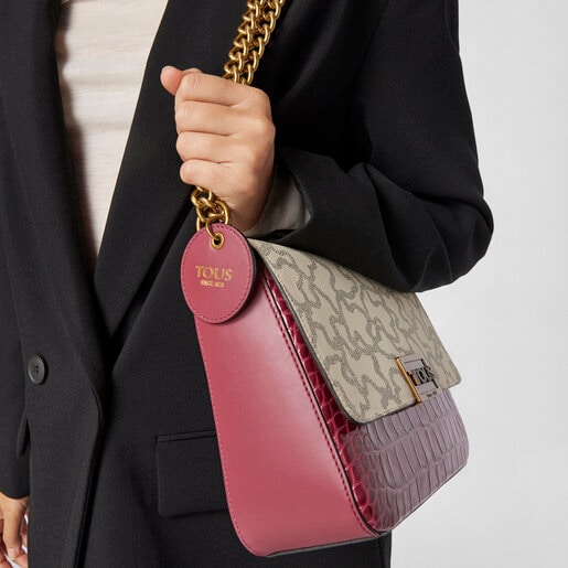 ショルダーバッグ  Kaos Legacy  Kaos柄  M  ベージュ・ワインレッド