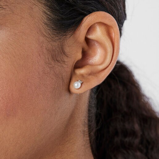 Серьги Les Classiques из белого золота с бриллиантом и жемчугом