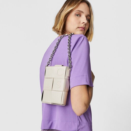 Mini bolso beige y negro TOUS Damas