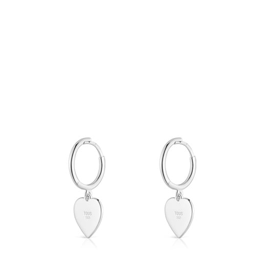 Silver Hoop earrings with heart motif TOUS Motifs