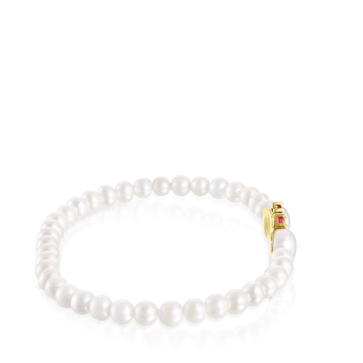 Pulsera Real Sisy de Perlas y Oro con Gemas