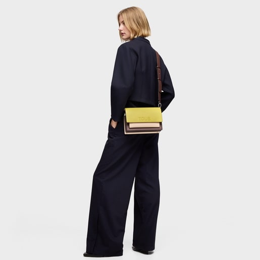 Medium lime and nude Crossbody bag Audree Saffiano