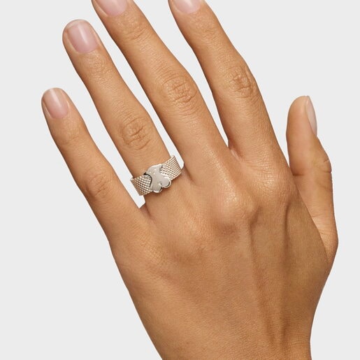 Silver TOUS Mesh Ring 7mm