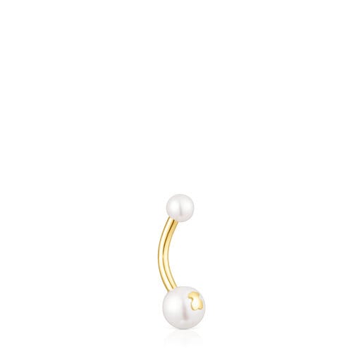 Tous Piercing – Náušnice do pupku ze žlutého zlata s perlami