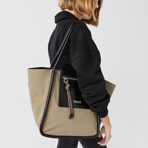 תיק סל TOUS Empire Cotton גדול בצבע חאקי