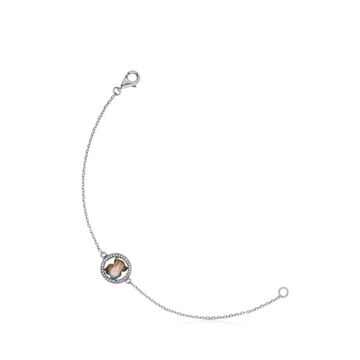 Pulseira Camille em prata com labradorites e diamantes.