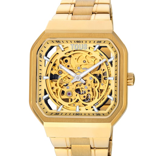 TOUS D-Bear Analogue watch with gold colored IP steel strap | Westland Mall