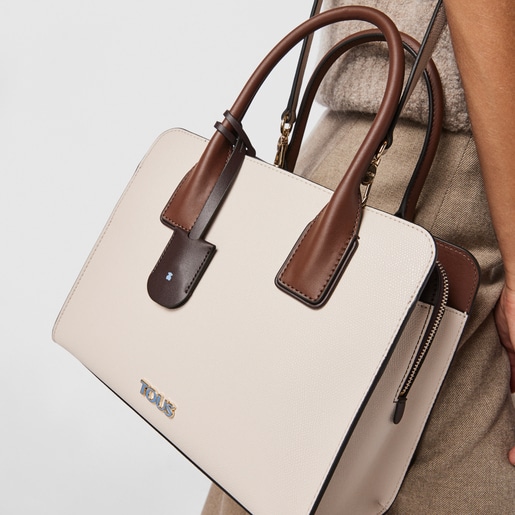 Bolsa city mediano Tous Essential beige y marrón