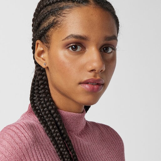 Серьги с крестиками Motif из розового вермеля со шпинелями