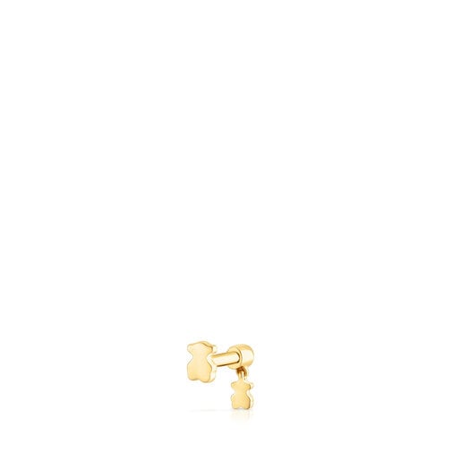 Ohr-Piercing Cool Joy aus Gold mit Rhodolith und Bärenmotiv