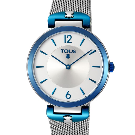 Two-tone blue steel/IP S-Mesh Watch
