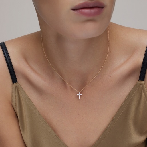 Colar cruz em ouro e ouro branco com diamantes TOUS ATELIER