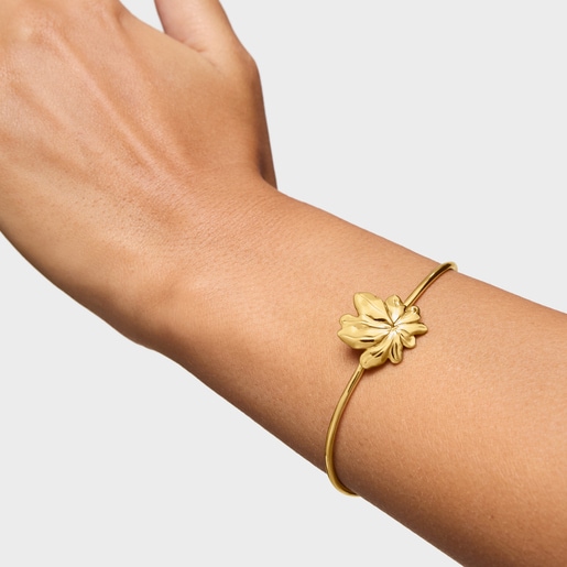 18kt gold plating over silver Bangle with motif Yagrumo