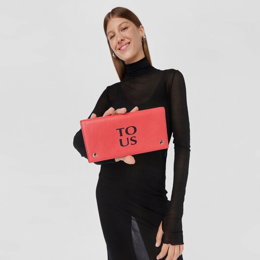 Flat coral-colored leather TOUS Balloon Wallet