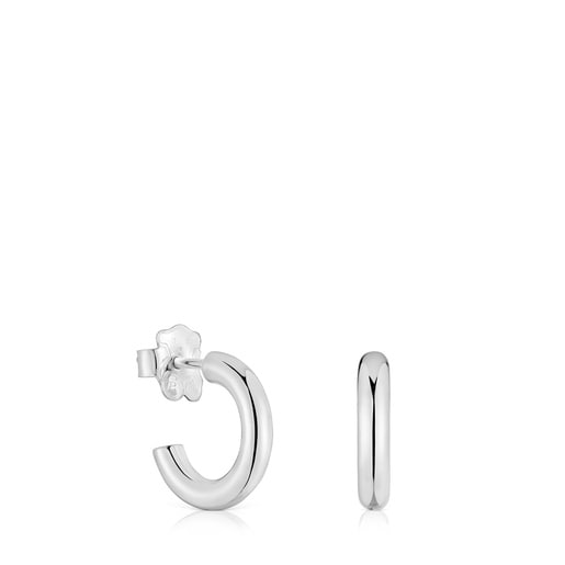 Krátké Kruhové náušnice o délce 8 mm ze stříbra TOUS Basics