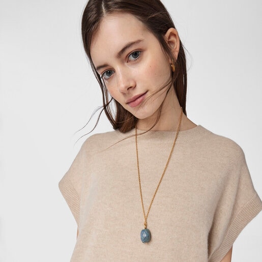 Colgante con baño de oro 18 kt sobre plata y sodalita Hav