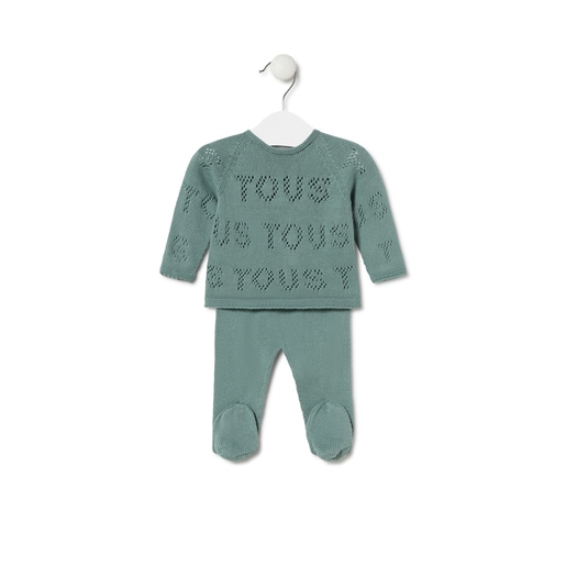 Knitted baby set in Tricot TOUS logo green