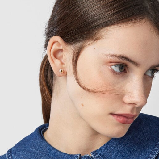 Маленькие серьги-диски TOUS Basics из вермеля с жемчугом